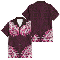 New Zealand Ta Moko Family Matching Summer Maxi Dress and Hawaiian Shirt Aotearoa Maori Chest Tattoo Pink LT14 Dad's Shirt - Short Sleeve Pink - Polynesian Pride