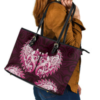 New Zealand Ta Moko Leather Tote Bag Aotearoa Maori Chest Tattoo Pink