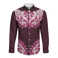 New Zealand Ta Moko Long Sleeve Button Shirt Aotearoa Maori Chest Tattoo Pink LT14 Unisex Pink - Polynesian Pride
