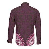 New Zealand Ta Moko Long Sleeve Button Shirt Aotearoa Maori Chest Tattoo Pink LT14 - Polynesian Pride