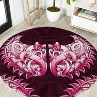 New Zealand Ta Moko Round Carpet Aotearoa Maori Chest Tattoo Pink