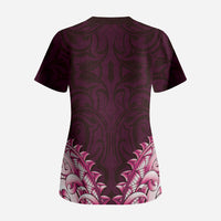 New Zealand Ta Moko Scrub Top Aotearoa Maori Chest Tattoo Pink