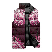 New Zealand Ta Moko Sleeveless Puffer Jacket Aotearoa Maori Chest Tattoo Pink