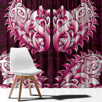 New Zealand Ta Moko Window Curtain Aotearoa Maori Chest Tattoo Pink
