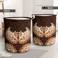 New Zealand Ta Moko Laundry Basket Aotearoa Maori Chest Tattoo Orange
