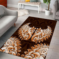 New Zealand Ta Moko Area Rug Aotearoa Maori Chest Tattoo Orange