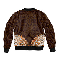 New Zealand Ta Moko Bomber Jacket Aotearoa Maori Chest Tattoo Orange
