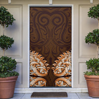 New Zealand Ta Moko Door Cover Aotearoa Maori Chest Tattoo Orange