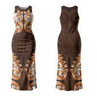 New Zealand Ta Moko Family Matching Tank Maxi Dress and Hawaiian Shirt Aotearoa Maori Chest Tattoo Orange