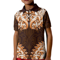 New Zealand Ta Moko Kid Polo Shirt Aotearoa Maori Chest Tattoo Orange