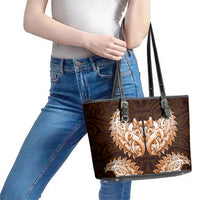 New Zealand Ta Moko Leather Tote Bag Aotearoa Maori Chest Tattoo Orange