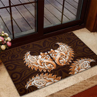 New Zealand Ta Moko Rubber Doormat Aotearoa Maori Chest Tattoo Orange