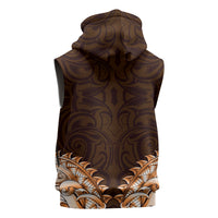 New Zealand Ta Moko Sleeveless Hoodie Aotearoa Maori Chest Tattoo Orange