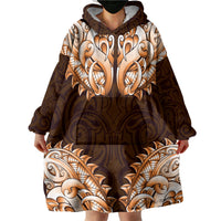 New Zealand Ta Moko Wearable Blanket Hoodie Aotearoa Maori Chest Tattoo Orange