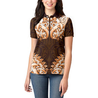 New Zealand Ta Moko Women Polo Shirt Aotearoa Maori Chest Tattoo Orange