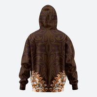 New Zealand Ta Moko Zip Hoodie Aotearoa Maori Chest Tattoo Orange