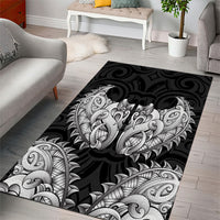 New Zealand Ta Moko Area Rug Aotearoa Maori Chest Tattoo Black