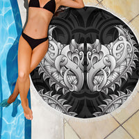 New Zealand Ta Moko Beach Blanket Aotearoa Maori Chest Tattoo Black