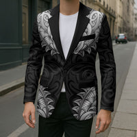 New Zealand Ta Moko Blazer Aotearoa Maori Chest Tattoo Black