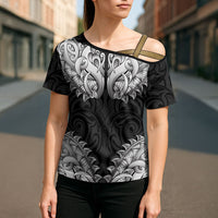 New Zealand Ta Moko Cross Shoulder Shirt Aotearoa Maori Chest Tattoo Black