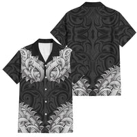 New Zealand Ta Moko Family Matching Off Shoulder Short Dress and Hawaiian Shirt Aotearoa Maori Chest Tattoo Black LT14 Dad's Shirt - Short Sleeve Black - Polynesian Pride