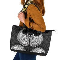 New Zealand Ta Moko Leather Tote Bag Aotearoa Maori Chest Tattoo Black