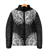 New Zealand Ta Moko Padded Jacket Aotearoa Maori Chest Tattoo Black