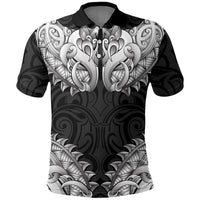 New Zealand Ta Moko Polo Shirt Aotearoa Maori Chest Tattoo Black LT14 Black - Polynesian Pride