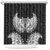 New Zealand Ta Moko Shower Curtain Aotearoa Maori Chest Tattoo Black
