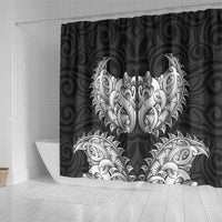 New Zealand Ta Moko Shower Curtain Aotearoa Maori Chest Tattoo Black