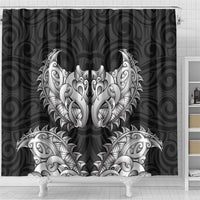 New Zealand Ta Moko Shower Curtain Aotearoa Maori Chest Tattoo Black