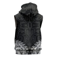 New Zealand Ta Moko Sleeveless Hoodie Aotearoa Maori Chest Tattoo Black