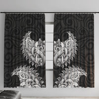 New Zealand Ta Moko Window Curtain Aotearoa Maori Chest Tattoo Black