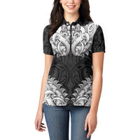New Zealand Ta Moko Women Polo Shirt Aotearoa Maori Chest Tattoo Black