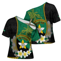 Personalised PNG Enga Provins Cross Shoulder Shirt Papua New Guinea Plumeria Melanesian Pattern - Polynesian Pride