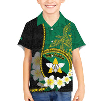 Personalised PNG Enga Provins Family Matching Off The Shoulder Long Sleeve Dress and Hawaiian Shirt Papua New Guinea Plumeria Melanesian Pattern - Polynesian Pride