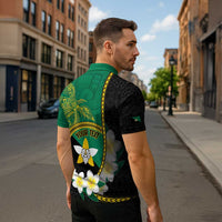 Personalised PNG Enga Provins Zipper Polo Shirt Papua New Guinea Plumeria Melanesian Pattern - Polynesian Pride