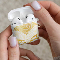 Gold White New Zealand Manta Ray AirPods Case Aotearoa Maori Haehae LT14 - Polynesian Pride