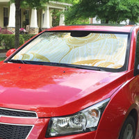 Gold White New Zealand Manta Ray Auto Sun Shade Aotearoa Maori Haehae - Polynesian Pride