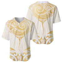 Gold White New Zealand Manta Ray Baseball Jersey Aotearoa Maori Haehae - Polynesian Pride