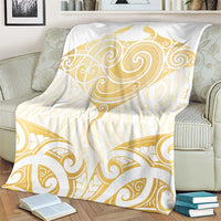 Gold White New Zealand Manta Ray Blanket Aotearoa Maori Haehae - Polynesian Pride