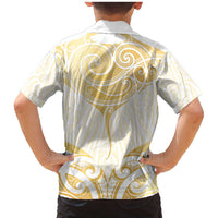 Gold White New Zealand Manta Ray Family Matching Mermaid Dress and Hawaiian Shirt Aotearoa Maori Haehae - Polynesian Pride