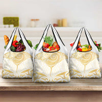 Gold White New Zealand Manta Ray Grocery Bag Aotearoa Maori Haehae LT14 3-pack One Size White - Polynesian Pride