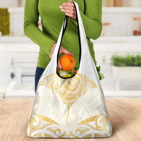 Gold White New Zealand Manta Ray Grocery Bag Aotearoa Maori Haehae LT14 - Polynesian Pride