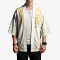 Gold White New Zealand Manta Ray Kimono Aotearoa Maori Haehae - Polynesian Pride