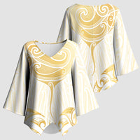 Gold White New Zealand Manta Ray Kimono Sleeve Blouse Aotearoa Maori Haehae - Polynesian Pride