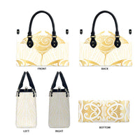 Gold White New Zealand Manta Ray Leather Bag Aotearoa Maori Haehae - Polynesian Pride