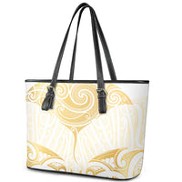 Gold White New Zealand Manta Ray Leather Tote Bag Aotearoa Maori Haehae LT14 - Polynesian Pride