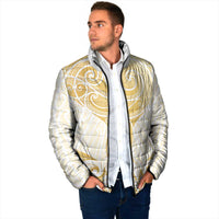 Gold White New Zealand Manta Ray Padded Jacket Aotearoa Maori Haehae LT14 - Polynesian Pride