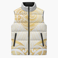 Gold White New Zealand Manta Ray Sleeveless Puffer Jacket Aotearoa Maori Haehae LT14 Unisex White - Polynesian Pride